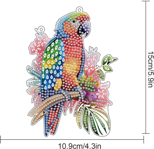 Miniatura 3 de AiYuanzsh Animal Parrot DIY Kits de Pintura de Arte de Diamante de Acrílico Colgante Pendientes de Arte de Diamante de Rinstone Especialmente Búho