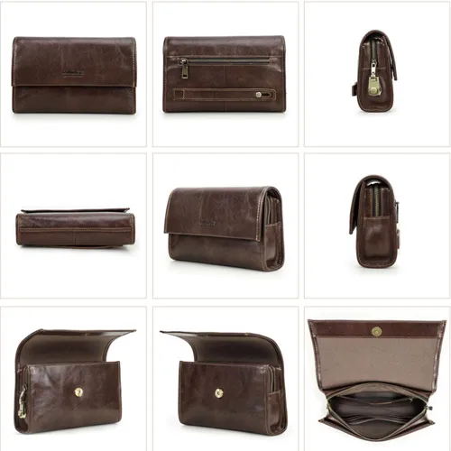Miniatura 8 de Contacts Genuine Leather Mens Clutch Bag Code Lock Anti Theft Travel Clutch Wallet Clutches Organizer
