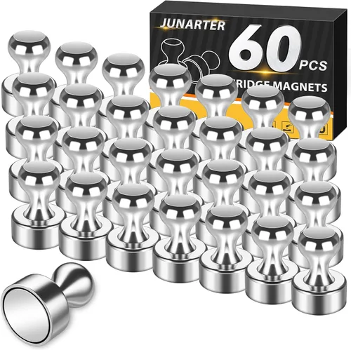 Miniatura 18 de Paquete de 20 Chinchetas Magnéticas, Imanes Negros Fuertes para Refrigerador, Imanes para Pizarra Blanca, Imanes para Refrigerador Fuertes, Imanes