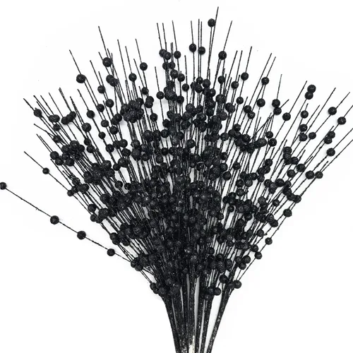Miniatura 34 de CATTREE Plantas artificiales para decoración de Navidad, hierba de plástico dorado, hojas falsas, arbustos de simulación para interiores y Hojas