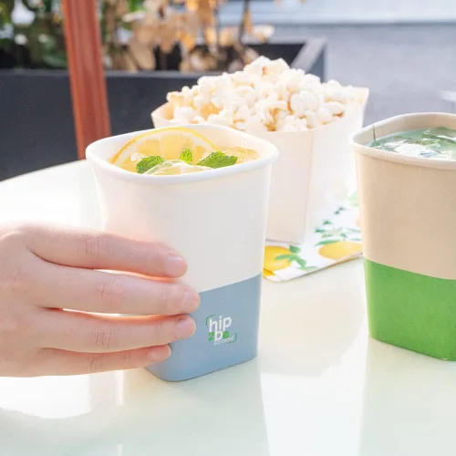 Miniatura 6 de Restaurantware Hip 2 Be Square - Tazas de café de papel de 12 onzas, 25 tazas de café reutilizables a prueba de fugas, tapas se venden por separado
