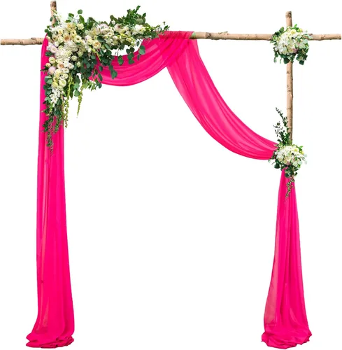 Miniatura 8 de DUOBAO 2 paneles de gasa amarilla para arco de boda, cortinas de gasa de 20 pies de gasa para banquetes de boda, cortinas de gasa transparente