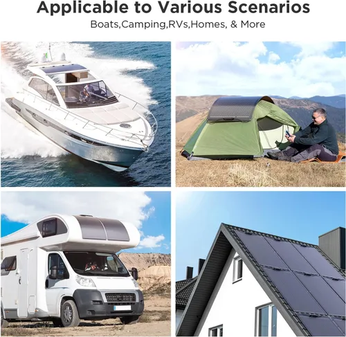 Miniatura 2 de Kit de panel solar flexible de 200 W (2 x 100 W), edición Stealth completamente negra, módulos monocristalinos ETFE de alto rendimiento, sistema