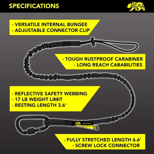 Miniatura 3 de BearTOOLS Cordón de seguridad para herramientas extendido de largo alcance, protección contra caídas de seguridad, bloqueo de tornillo de aluminio