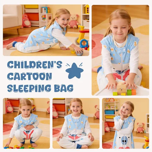 Miniatura 6 de MICHLEY - Saco de dormir para niños pequeños con pies, recién nacidos, bebés sin mangas, saco de dormir con cremallera de 2 vías, manta portátil Oso