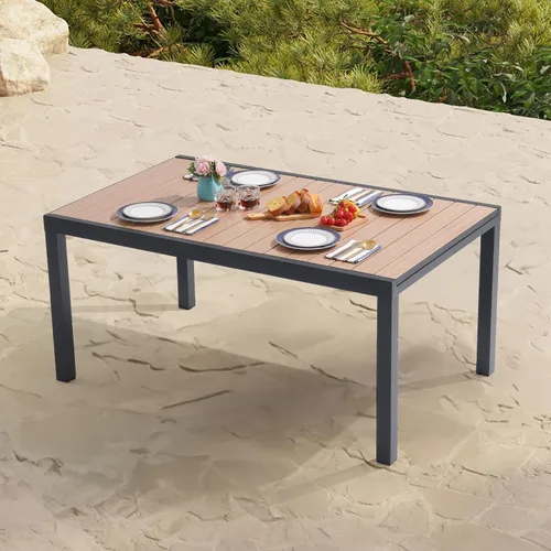 Miniatura 9 de Soleil Jardin Mesa de Comedor Extensible de Aluminio para Patio, 63" - 105", Mesa Rectangular Ajustable para Interiores y Exteriores con Superficie
