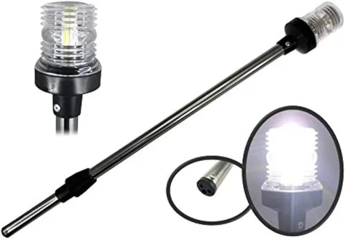 Miniatura 3 de Pactrade Marine 12V Luz de navegación para bote, yate, pontón, luz de anclaje, 360 grados, omnidireccional, naturaleza, LED blanco, resistente a