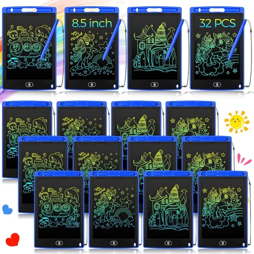 Miniatura 12 de Zhehao 32 tabletas de escritura LCD para niños a granel de 8.5 pulgadas, tablero de garabatos colorido borrable, juguete educativo, regalo de Negro