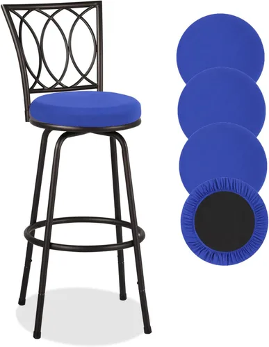 Miniatura 10 de Deisy Dee 4 fundas de asiento redondas para taburetes de bar, fundas elásticas para sillas redondas de 13 a 16 pulgadas (naranja)