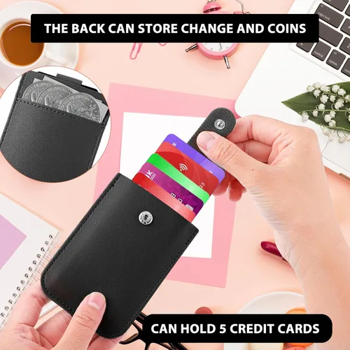 Miniatura 2 de Bewudy Cartera tipo extraíble para tarjetas de crédito, de cuero apilado, con bloqueo RFID, funda para tarjetas de crédito, múltiples ranuras