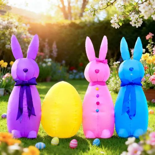 Miniatura 10 de Decoraciones inflables de Pascua para exteriores de 6 pies, con luces LED integradas, decoración de patio, para fiestas de Pascua, al aire libre