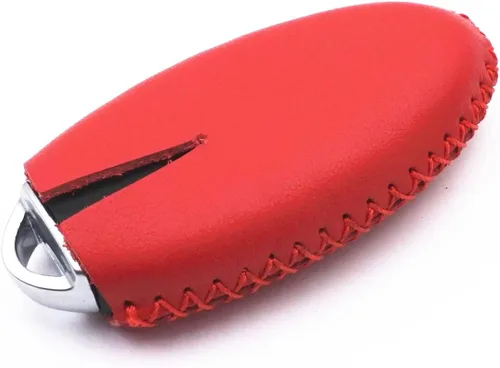 Miniatura 5 de Funda de cuero inteligente con 3 botones para llavero Infiniti EX35 FX35 QX50 QX70 Nissan Versa Rogue Pathfinder 370Z Armada Juke Murano Titan (rojo)