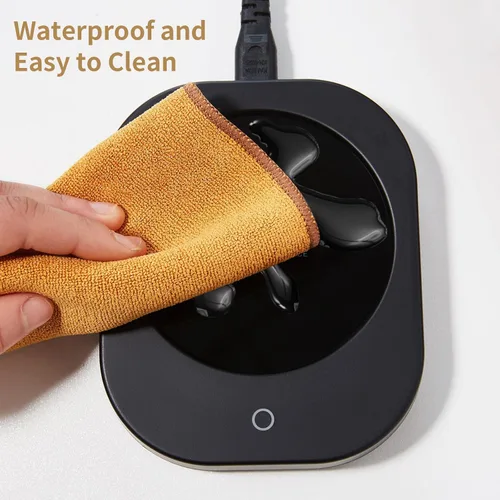 Miniatura 4 de Calentador de tazas con apagado automático de 4 horas, 3 ajustes de temperatura, calentador eléctrico rectangular negro esmerilado, panel de vidrio
