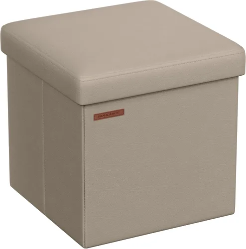 Miniatura 10 de SONGMICS cubo de almacenamiento de piel sintética, asiento, 15 pulgadas, Madera, Negro
