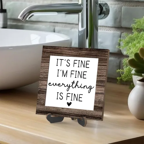 Miniatura 3 de Divertido letrero de madera con soporte, regalo de letrero de madera fina, decoración de placa de madera inspiradora para decoración de estantes