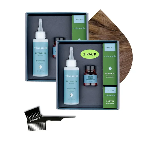 Miniatura 16 de Color de cabello y barba para mezclar grises, paquete de 2 unidades, marrón oscuro, sin amoníaco, kit completo de tinte para barba y cabello