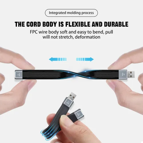 Miniatura 3 de Adaptador USB C a USB 3.0, 10Gbps USB C macho a tipo C hembra adaptador OTG Cable bidireccional OTG, cable plano Thunderbolt3 a USB 3.0 para PC