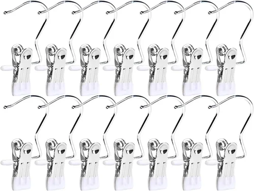 Miniatura 12 de Paquete de 30 ganchos para botas para armario, ganchos de lavandería con clips, soporte para botas, clips para colgar, perchas multifuncionales