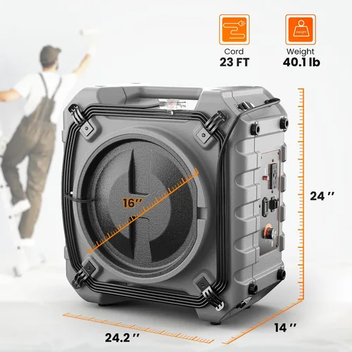 Miniatura 8 de Abestorm Depurador de aire HEPA para uso doméstico/comercial/industrial, filtración de 4 etapas con luz UV-C, máquina de aire negativo