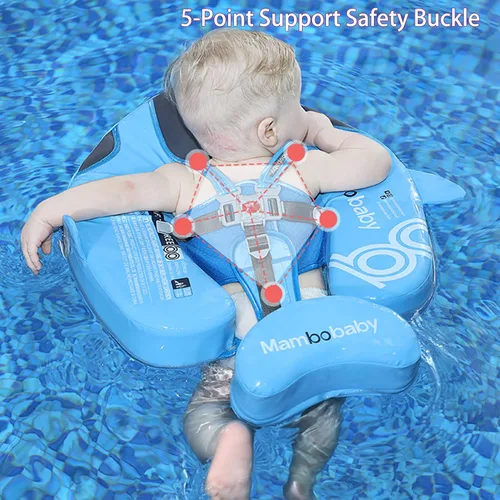 Miniatura 4 de Mambobaby Flotadores con toldo y cola, flotador de bebé no inflable para piscina, añade cola, evita voltear natación, entrenador, flotadores de bebé