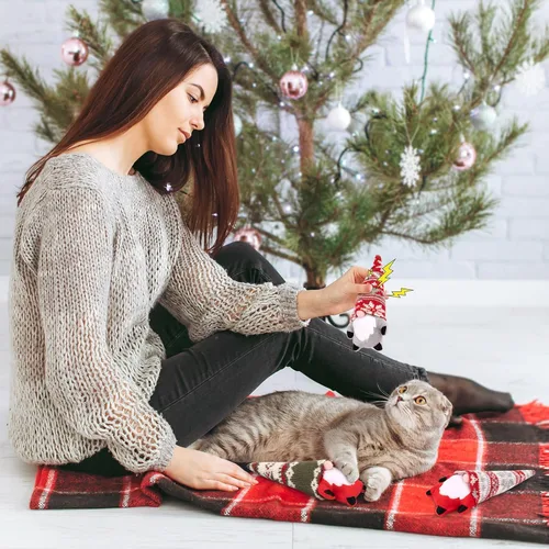 Miniatura 6 de Juguetes de Navidad para gatos Retro Shaw, juguetes de hierba gatera de Navidad para gatitos, juguete seguro para limpieza de dientes de gatitos
