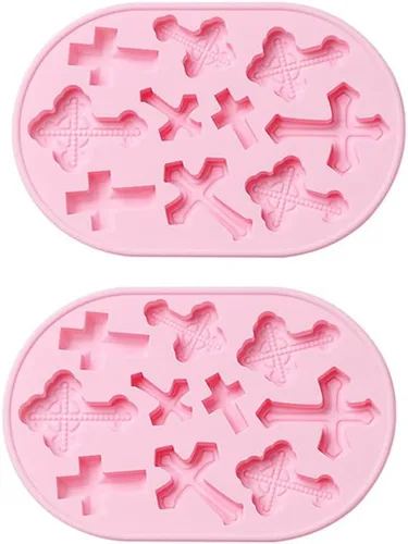 Miniatura 10 de 2 paquetes de moldes de silicona en forma de cruz, moldes de silicona para dulces de hielo, gomosas de chocolate, para decoración de pasteles, Azul