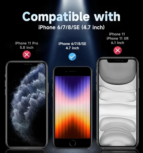 Miniatura 2 de MAGIC JOHN Paquete de 2 protectores de pantalla para iPhone SE 3/SE 2 (edición 2022/2020), vidrio templado para iPhone 7/8/6, eliminación automática