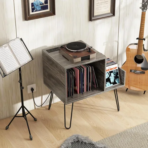 Miniatura 2 de Giantex Soporte para tocadiscos, gris