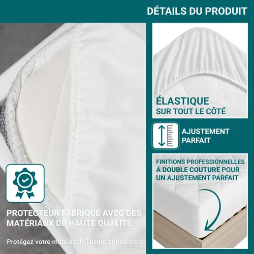 Miniatura 4 de Protector de colchón acolchado, impermeable y adaptable con cintura elástica, transpirable y resistente a los líquidos, protector de colchón
