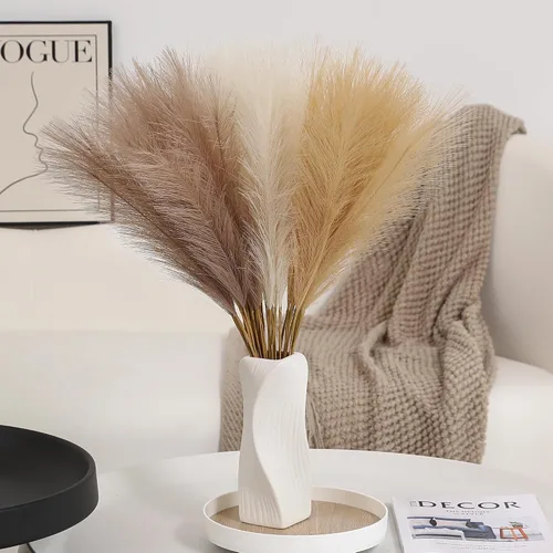 Miniatura 14 de Wertuirk 30 piezas de hierba artificial de pampas – Hierba de pampas rosa de 24 pulgadas para decoración del hogar, hierba de pampas artificial