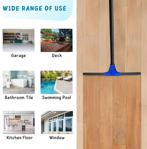 Miniatura 8 de Escurridor de Piso con Mango Telescópico Largo de 59'', Escoba de Goma Resistente de 18" para Hormigón, Azulejos de Baño, Garaje, Terraza