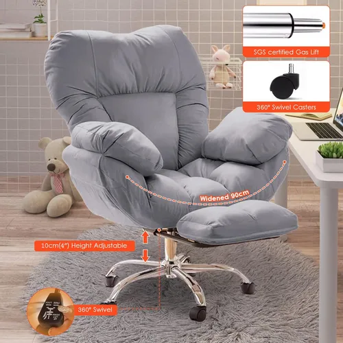Miniatura 5 de High Back Desk Chair,Big and Tall Office Chair with Footrest,Ergonomic Computer Leather High Back Executive Lumbar Support for Heavy People,Gray