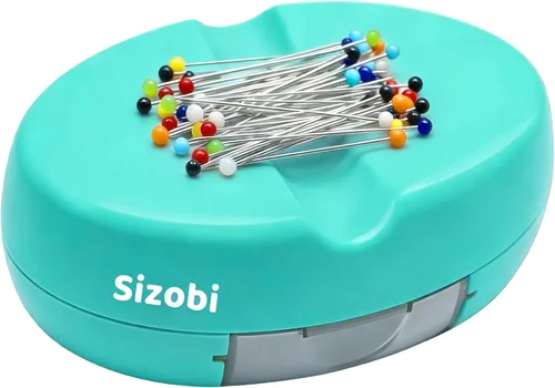 Miniatura 10 de Sizobi Soporte magnético para pasadores con 100 pines rectos de cabeza de bola, organizador magnético de aguja, soporte de pasador de bobby, soporte