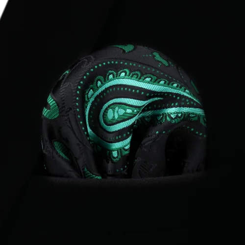 Miniatura 15 de HISDERN Corbatas para hombre, corbata de cachemira y bolsillo cuadrado tejido clásico floral para hombre, corbata de fiesta de boda