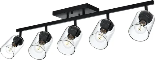 Miniatura 9 de Lámpara de tocador de 4 luces con pantalla de vidrio transparente, multidireccional, giratoria, de metal, con cabezales de riel ajustables