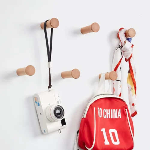 Miniatura 6 de HomeDo Paquete de 8 ganchos de pared de madera para sombreros, ganchos de madera para colgar en la pared, organizador individual decorativo