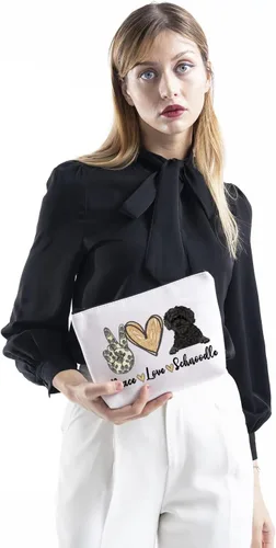 Miniatura 4 de Schnoodle Mama Gift Peace Love Schnoodle - Bolsa de maquillaje con temática de cachorros para amantes de los perros (PLSchnoodle)