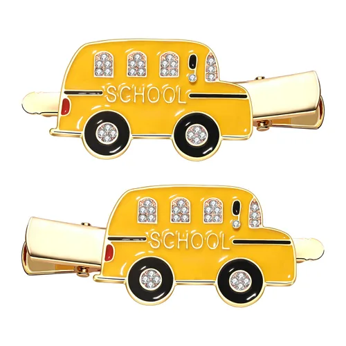 Miniatura 10 de 2 pares de pinzas para el pelo de manzana y autobús escolar para el regreso a la escuela, regalos de agradecimiento al profesor
