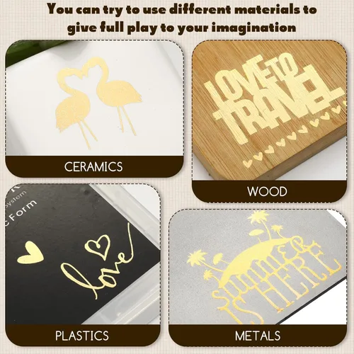 Miniatura 5 de Chinco 10 hojas de pegatinas para álbum de recortes 400+ piezas de pegatinas de oro de amor de transferencia en lámina, suministros para álbum