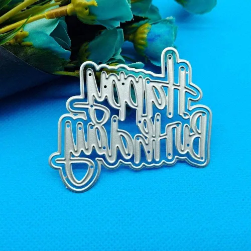 Troqueles de corte de metal de feliz cumpleaños, para álbumes de recortes, álbum de fotos papeCraft para hacer tarjetas, herramienta de grabado de