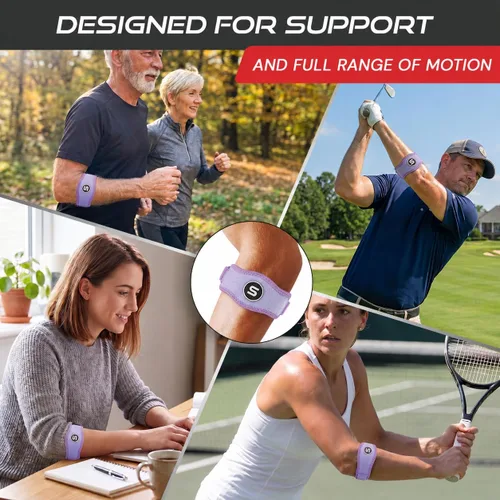 Miniatura 6 de Sleeve Stars - Codera de tenis para mujer, correa de codo de tenis ajustable, codo de golfista para hombres, soporte de contrafuerza para alivio