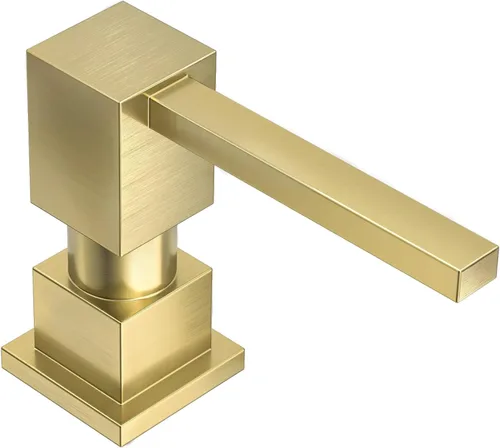 Lava Odoro Dispensador de jabón para fregadero de cocina, dispensador de jabón dorado para fregadero, moderno y cuadrado integrado para fregadero de