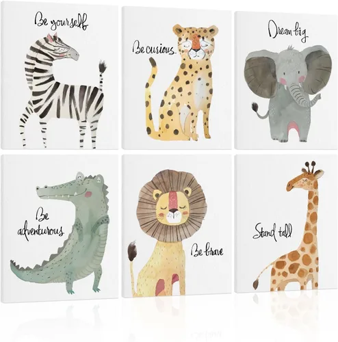 Miniatura 8 de Póster ABC para decoración de pared de cuarto de bebé, arte bohemio del alfabeto para pared de aula, arte de pared de niños de animales de safari