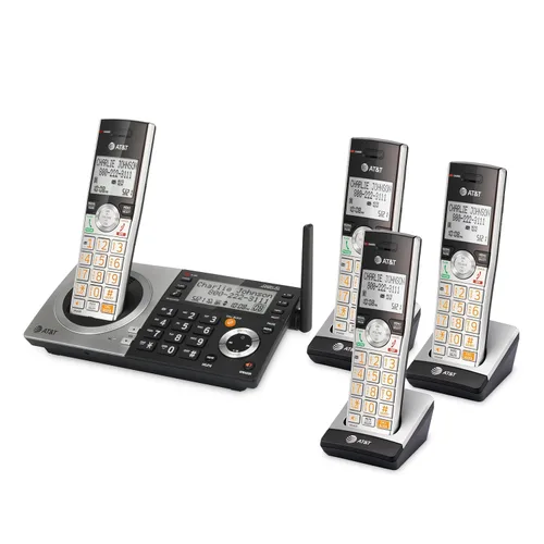 Miniatura 13 de AT&T CL83407 DECT 6.0 - Teléfono inalámbrico de 4 auriculares para el hogar con base de teclado dual, contestador, bloqueo de llamadas, Base
