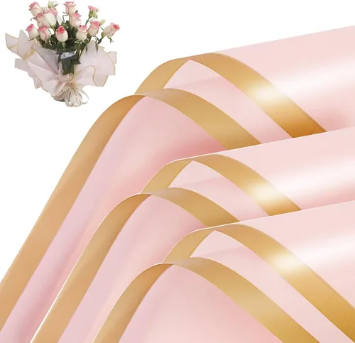 HCengTriz 20 hojas de papel para envolver flores - Papel impermeable para envolver ramos florales, empaque artesanal DIY, empaque de suministros Rosa