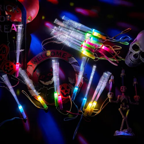 Miniatura 3 de Kasyat Varitas de fibra brillante, 10 varitas de fibra óptica, varitas LED de colores intermitentes, accesorios para bodas, regalos de fiesta