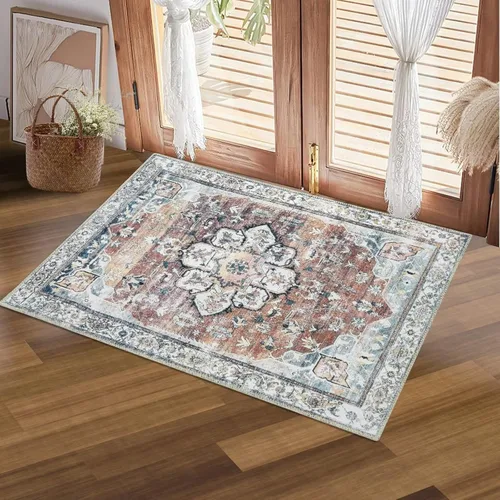 Miniatura 23 de COZYLOOM Alfombra vintage de 2 x 6 pies, estilo oriental con estampado floral, envejecida, estética, bohemia, de felpilla, para entrada, pasillo