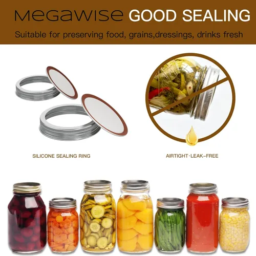 Miniatura 5 de MegaWise Tapas reutilizables para conservas de boca regular para tarros Ball, Kerr – Tapas de metal tipo Mason para conservas – Material de grado