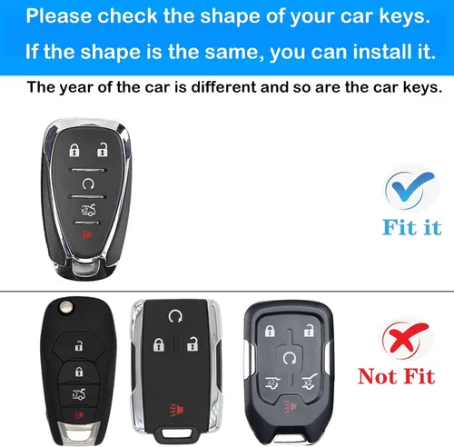 Miniatura 2 de Kirsnda Funda para llavero Chevrolet con llavero, carcasa de TPU suave, 5 botones para chevy Malibu Camaro Blazer Cruze Sonic Volt Equinox Spark