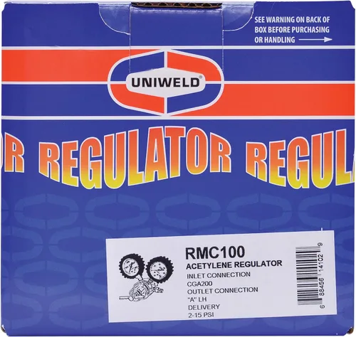Miniatura 5 de Uniweld Regulador de acetileno de la serie Centurion RMC100 con conexión de salida "A" y entrada de 200 CGA
